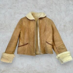 Vintage 100% Leather Suede Shearling Coat French Creek Sheep and Wool Co sz 12